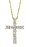 Effy Diamond Cross Pendant Necklace In Yellow Gold