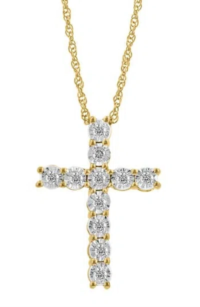 Effy Diamond Cross Pendant Necklace In Yellow Gold