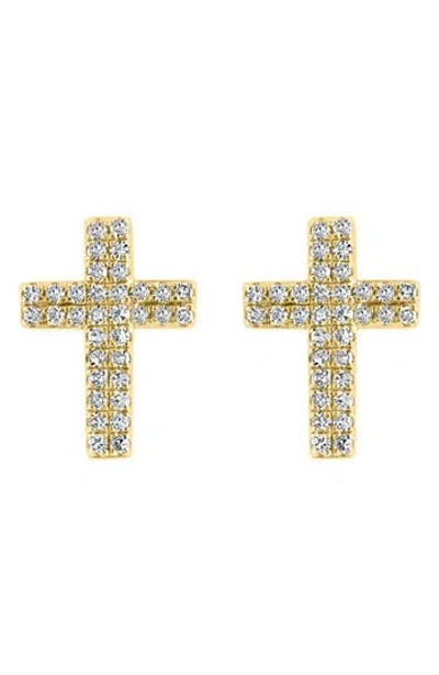Effy Diamond Cross Stud Earrings In Gold