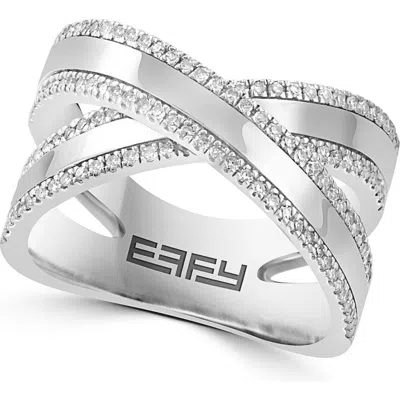 Effy Diamond Crossover Ring In Silver