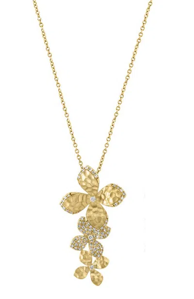 Effy Diamond Floral Drop Pendant Necklace In 14k Yellow Gold