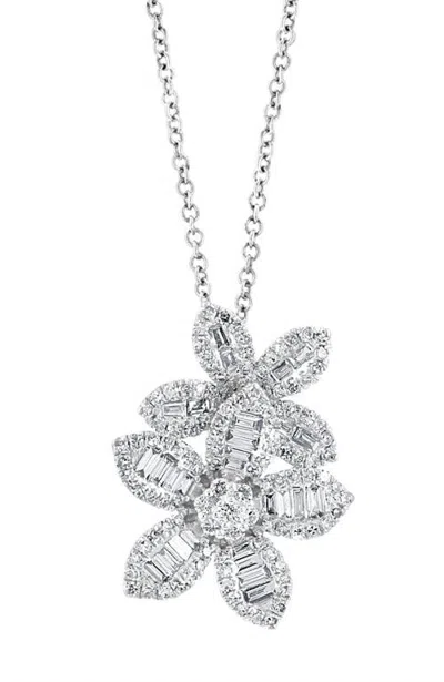 Effy Diamond Floral Pendant Necklace In 14k White Gold