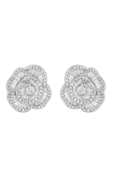 Effy Diamond Flower Cluster Stud Earrings In Metallic