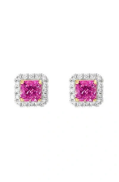 Effy Diamond Halo Ruby Stud Earrings In Multi