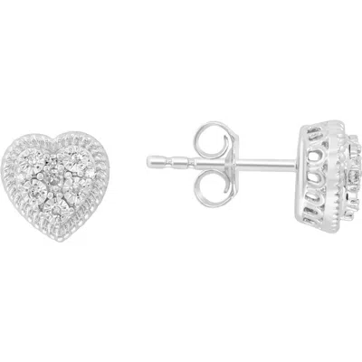 Effy Diamond Heart Earrings In White