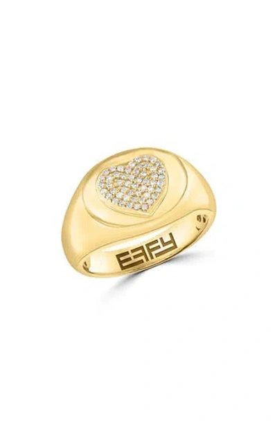 Effy Diamond Heart Signet Ring In Gold