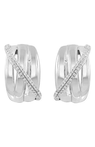 Effy Diamond Hoop Earrings In Metallic Silver