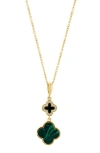 Effy Diamond, Malachite & Onyx Clover Pendant Necklace In Green