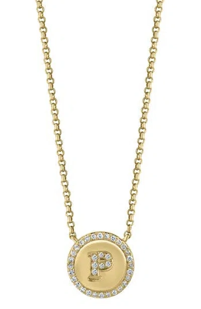 Effy Diamond 'p' Initial Pendant Necklace In Neutral