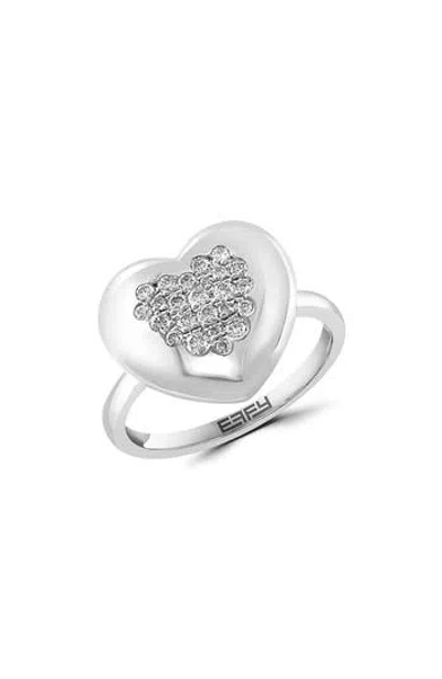 Effy Diamond Pavé Heart Ring In Silver