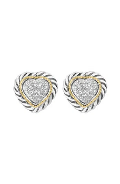 Effy Diamond Pavé Heart Stud Earrings In Metallic