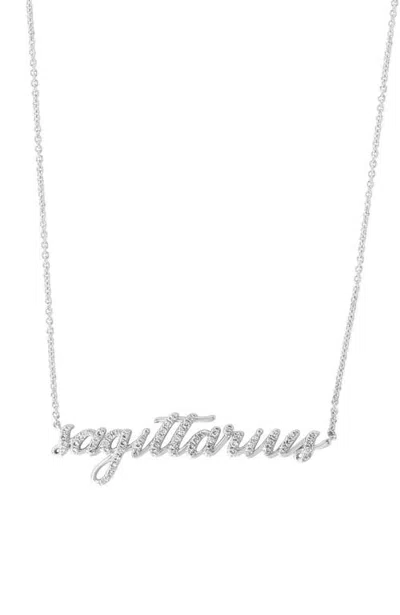 Effy Diamond Sagittarius Zodiac Necklace In Sterling Silver In Metallic Silver