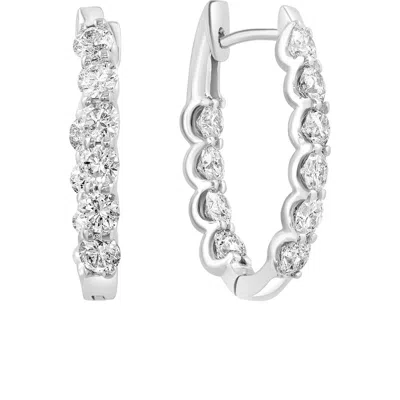 Effy Diamond Scalloped Hoop Earrings In Metallic