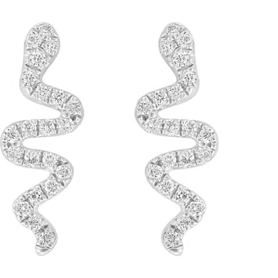 Effy Diamond Squiggle Drop Earrings In Sterling Silver In Metallic Silver