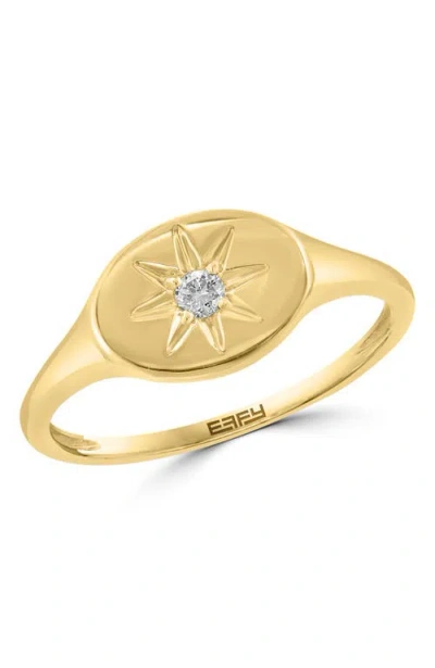 Effy Diamond Starburst Signet Ring In Gold