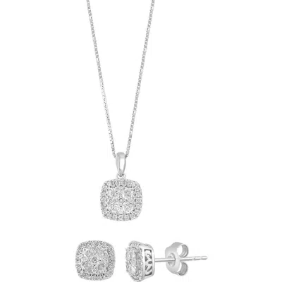 Effy Diamond Stud Earrings & Pendant Necklace Set In Metallic