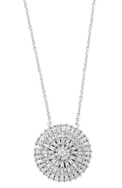 Effy Diamond Sunburst Pendant Necklace In 14k White Gold In Metallic