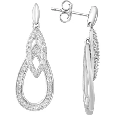Effy Diamond Teardrop Drop Earrings In Silver