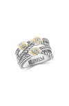 Effy Diamond Two Tone Crossover Ring In Silver