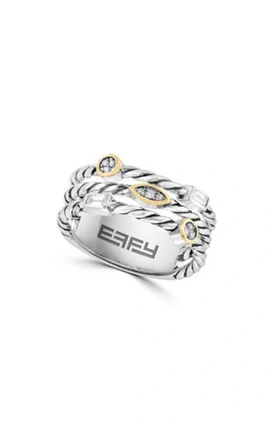 Effy Diamond Two-tone Ring In Metallic