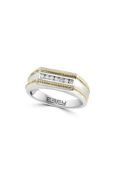 Effy Diamond Two-tone Signet Ring In Metallic