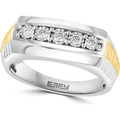 Effy Diamond Two-tone Signet Ring In Metallic