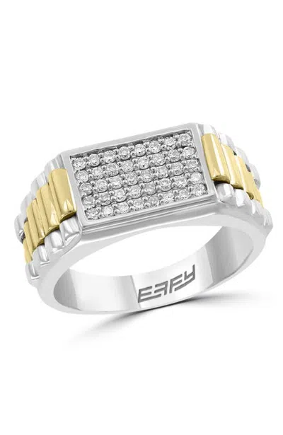 Effy Diamond Two-tone Statement Ring In Sterling Silver & 14k Yellow Gold In Multi