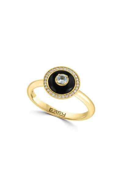 Effy Diamond, White Sapphire & Onyx Ring In Black