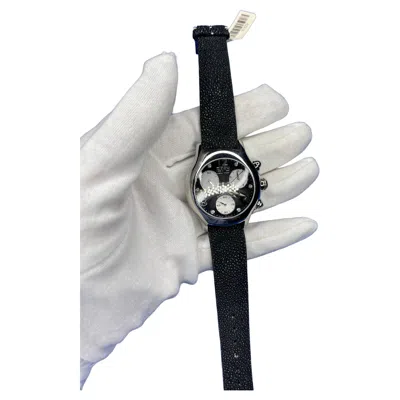 Pre-owned Effy Diamonds Pave Dial Luxury Swiss Quartz Exotic Leather Band Watch In Multi
