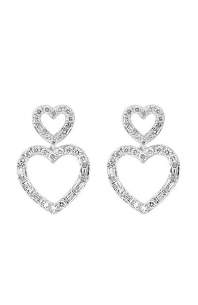 Effy Double Heart Diamond Drop Earrings In Metallic