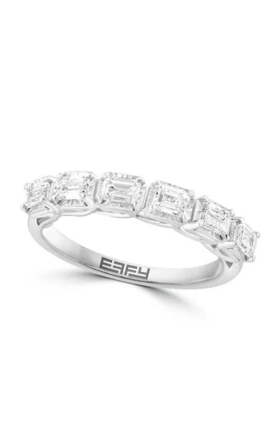 Effy East West Emerald Cut Diamond Band Ring In Metallic