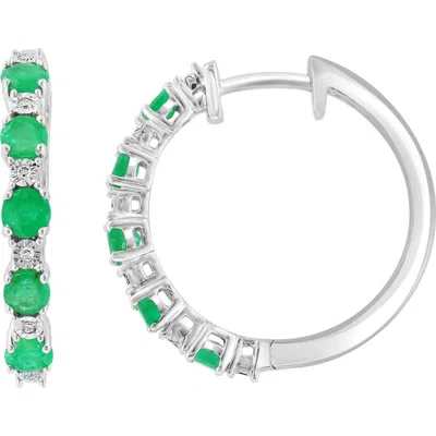Effy Emerald And Diamond Hoop Earrings In Multi