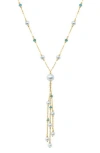 Effy Emerald & Freshwater Pearl Station Y-necklace In White