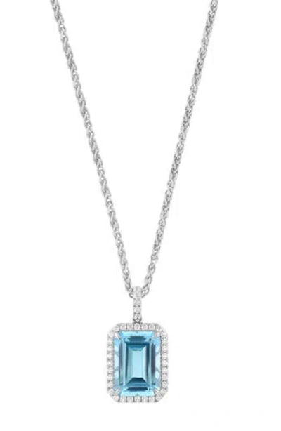 Effy Emerald Cut Blue Topaz Pendant Necklace