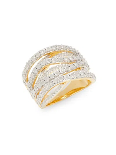 Effy Eny Women's 14k Goldplated 925 Sterling Silver & 0.95 Tcw Diamond Crossover Ring