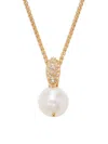 Effy Eny Women's 14k Goldplated Sterling Silver, 10mm Freshwater Pearl & White Topaz Pendant Neckalc In Silver