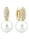 Effy Eny Women's 14k Goldplated Sterling Silver, 12mm Freshwater Pearl & White Topaz Drop Earrings In Silver