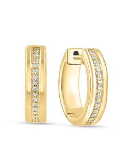 Effy Eny Women's 14k Goldplated Sterling Silver & 0.08 Tcw Diamond Huggie Earrings