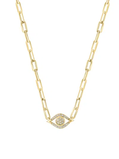 Effy Eny Women's 14k Goldplated Sterling Silver & 0.14 Tcw Diamond Evil Eye Pendant Necklace