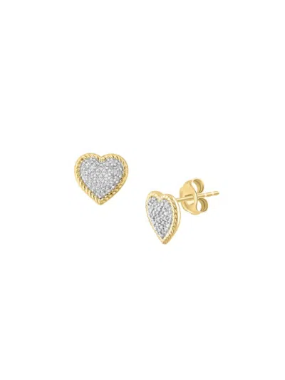 Effy Eny Women's 14k Goldplated Sterling Silver & 0.18 Tcw Diamond Heart Stud Earrings