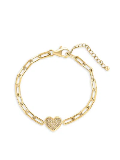 Effy Eny Women's 14k Goldplated Sterling Silver & 0.2 Tcw Diamond Heart Chain Bracelet