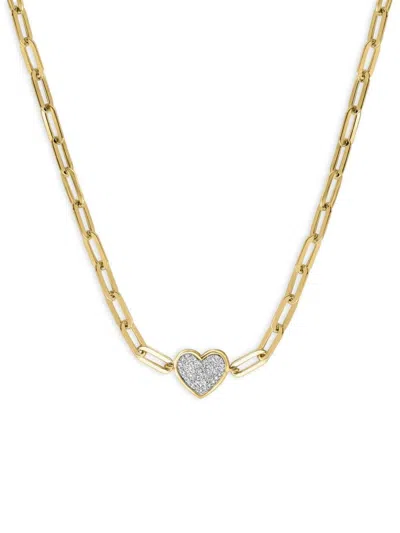 Effy Eny Women's 14k Goldplated Sterling Silver & 0.2 Tcw Diamond Heart Pendant Necklace