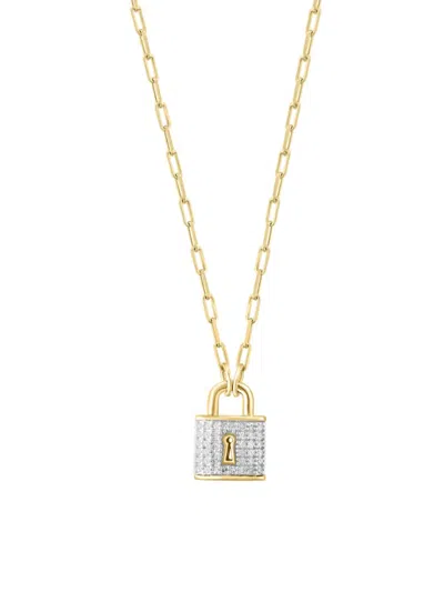 Effy Eny Women's 14k Goldplated Sterling Silver & 0.24 Tcw Diamond Lock Pendant Necklace