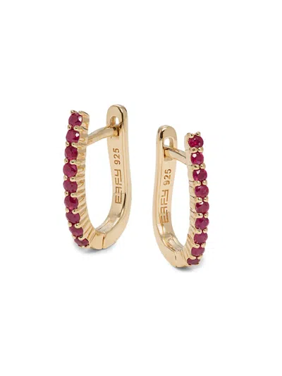 Effy Eny Women's 14k Goldplated Sterling Silver & 0.26 Tcw Ruby Hoop Earrings