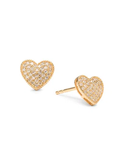 Effy Eny Women's 14k Goldplated Sterling Silver & 0.27 Tcw Diamond Heart Stud Earrings