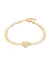 EFFY ENY WOMEN'S 14K GOLDPLATED STERLING SILVER & 0.36 TCW DIAMOND HEART CUBAN CHAIN BRACELET