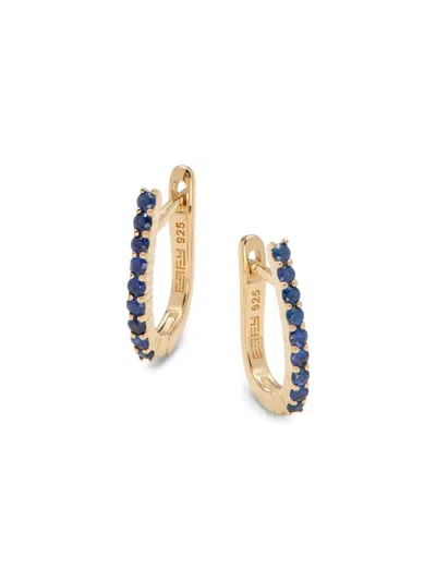 Effy Eny Women's 14k Goldplated Sterling Silver & Blue Sapphire Hoop Earrings In Yellow Gold