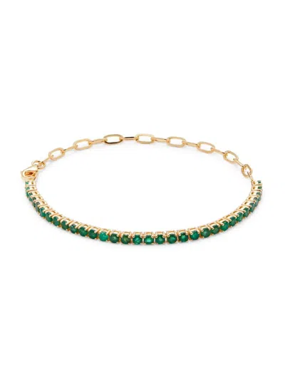 Effy Eny Women's 14k Goldplated Sterling Silver & Emerald Bracelet In Green