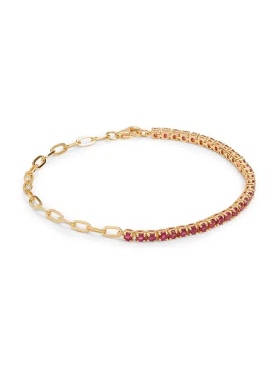 Effy Eny Women's 14k Goldplated Sterling Silver & Natural Ruby Bracelet In Red