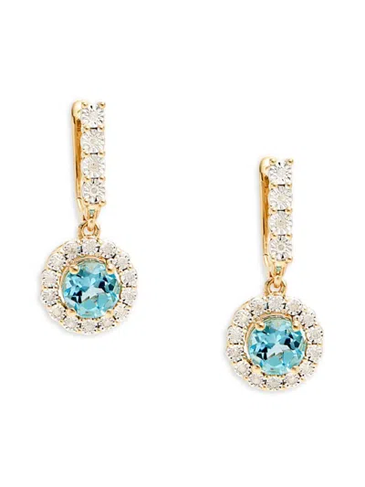 Effy Eny Women's 14k Goldplated Sterling Silver, Blue Topaz & Diamond Earrings In Green